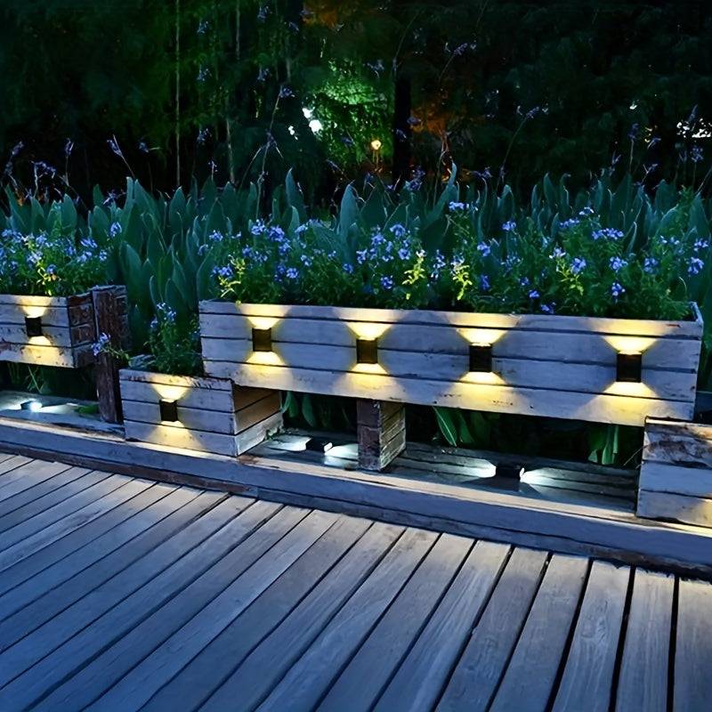 Solar-Powered LED Outdoor Wall Lights 1/4/8pcs - Waterproof, Sensor-Activated Up/Down Lighting, Polished Finish for Garden, Porch & Festive