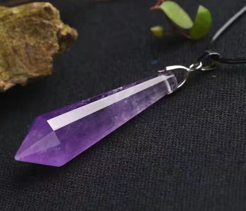 Natural Amethyst Chakra Necklace Pendant Healing Energy Crystal