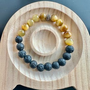 Hand Made Tigers eye with Lava Stone Bracelet Crystal Bracelet Healing Bracelets Crystal Gifts