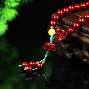 Natural Cinnabar Bracelet Buddhist Beads Bracelet Necklace Dual-purpose Raw Ore Cinnabar Multi-circle Bead Bracelet