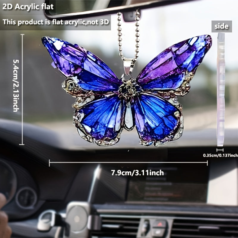 1pc Unique Butterfly Car Pendant: Add a Touch of Beauty to Your Car Interior with This Stylish Keychain Decoration!