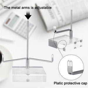 Clear Acrylic Display Stand Holder for Gemstones Fossils Minerals Agate Slabs Plates Collectibles with Adjustable Metal Arms Display Easel Stands with Acrylic Base, 3 Pack