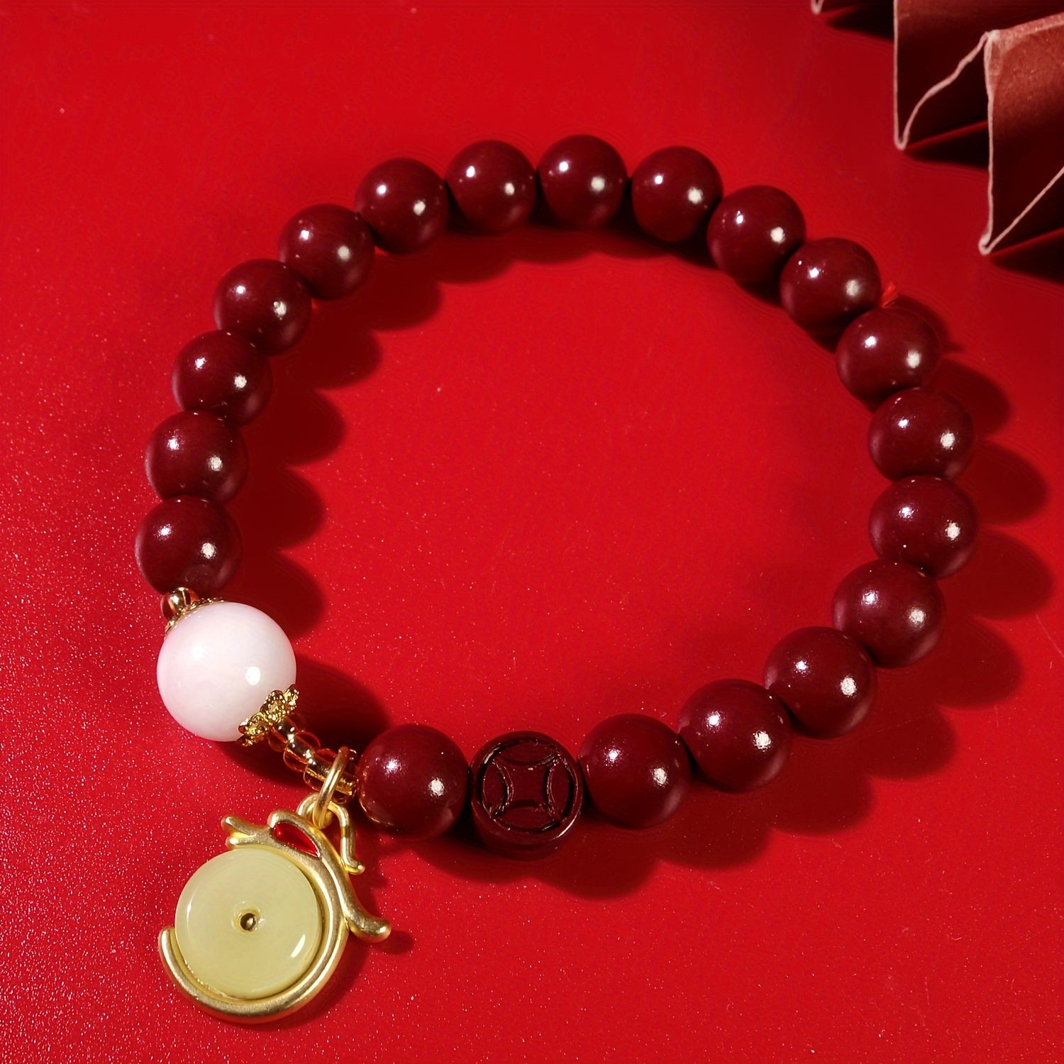 1pc Cinnabar Bracelet, Dragon Year Spring Festival Bracelet, Men And Women Lucky Jewelry Gift