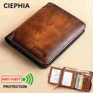 1pc Genuine Leather Rfid Blocking Wallets For Men, Retro Thin Short Multi-functional ID Credit Card Holder, Gifts To Men On Valentine's Day