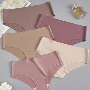 5pcs Seamless Solid Briefs, Comfy & Simple Stretchy Intimates Panties, Women's Lingerie & Underwear