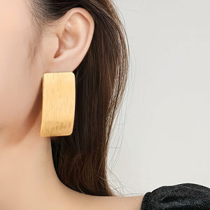 Geometric Rectangle Shaped Dangle Earrings With Textured Simple Leisure Style Iron Jewelry Gifts For Women Girls