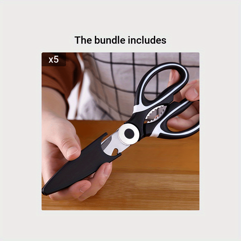 Heavy-Duty Stainless Steel Kitchen Scissors - Dual-Use Cutter for Meat, Poultry, Pizza & Salad Preparation, Ergonomic & Unpowered for Home a