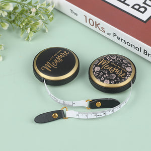 1pc 1.5m Portable Retractable Vintage PU Leather Mini Tape Measure Nostalgia Measure Ruler Retro Sewing Centimeter Inch Roller Scale