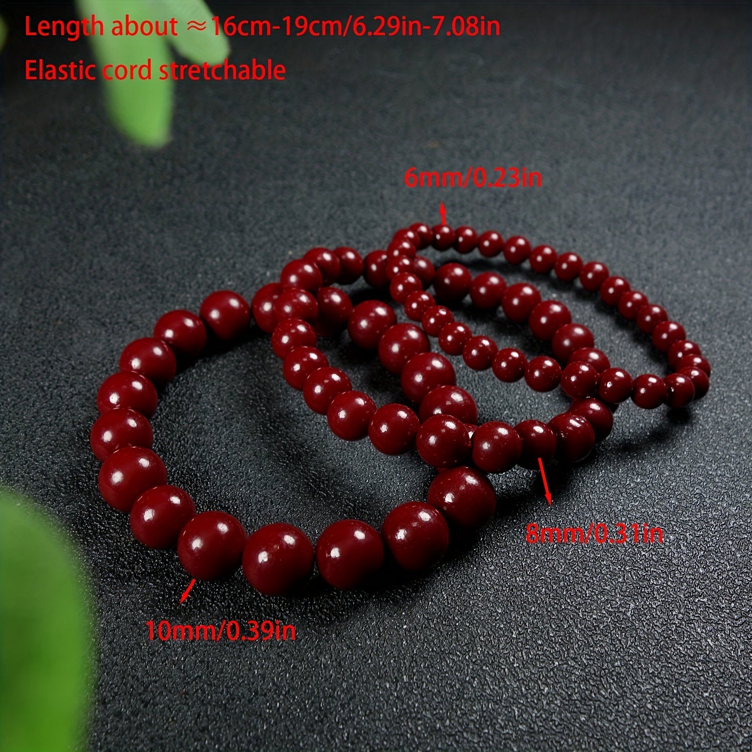 1pc Natural Raw Mineral Cinnabar Bracelet Simple Bracelet Beaded Bracelet