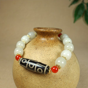 1pc Natural Jade Beaded Bracelet Sky Beads Inlaid Bracelet For Men And Women