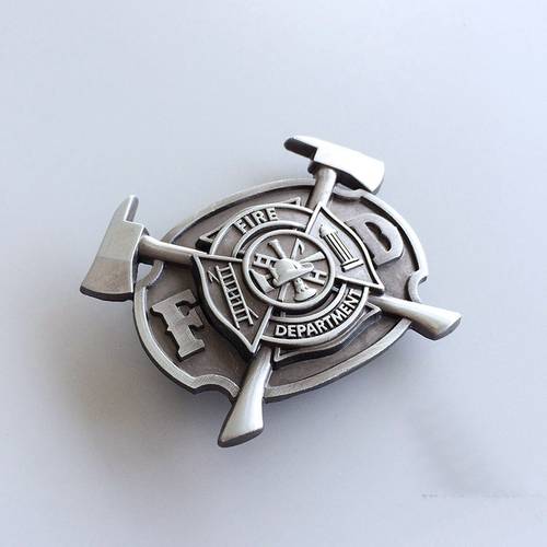 Western Men‘s Zinc alloy Leather Belt Buckle Firefighter FD Cross shape Pattern US Local Shipping