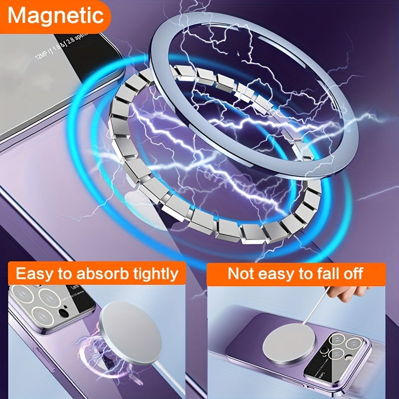 Luxury Transparent Window Magnetic  Wireless Charging Phone Case For IPhone 12 13 14 Pro Max Plus Shockproof Clear Silicone Case Camera Lens