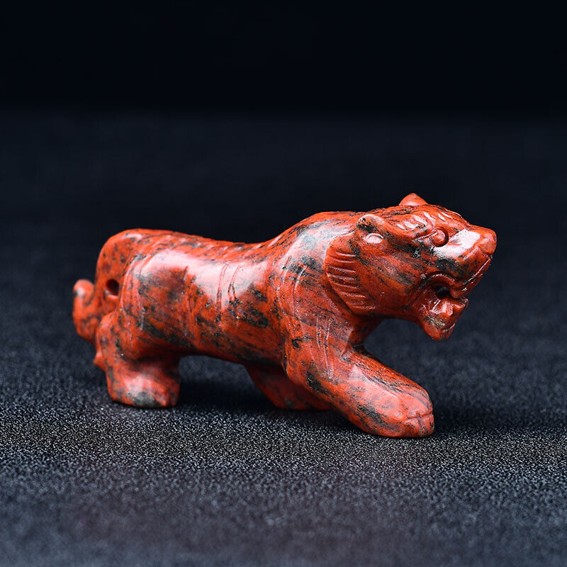 Gemstone Tiger Carving Figurine Room Decor Crystal Animal DIY Hand Made Design