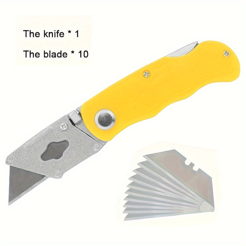 1/2/3pcs Multifunction Folding Knife, Portable Pocket Knife, Electrician Utility Knife With 10pcs Blades Paper Cutter DIY Hand Tools, Stainl