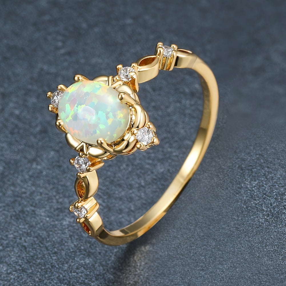 White Opal Oval Stone Engagement Rings Lovely Women's Rings Charming Women's Wedding Rings