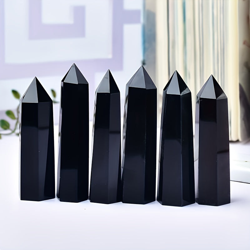 1pc Natural Obsidian Obelisk, Dragon Crystal , Natural Quartz Home Decor, Reiki Polished Point Stone Decoration Crafts