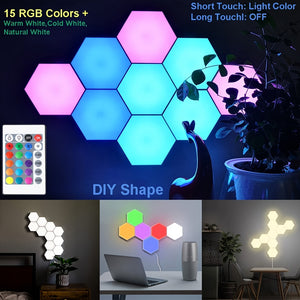 1pc Geometric Module DIY Assembly Night Light, RGB Hexagonal Wall Light, Tactile Night Light