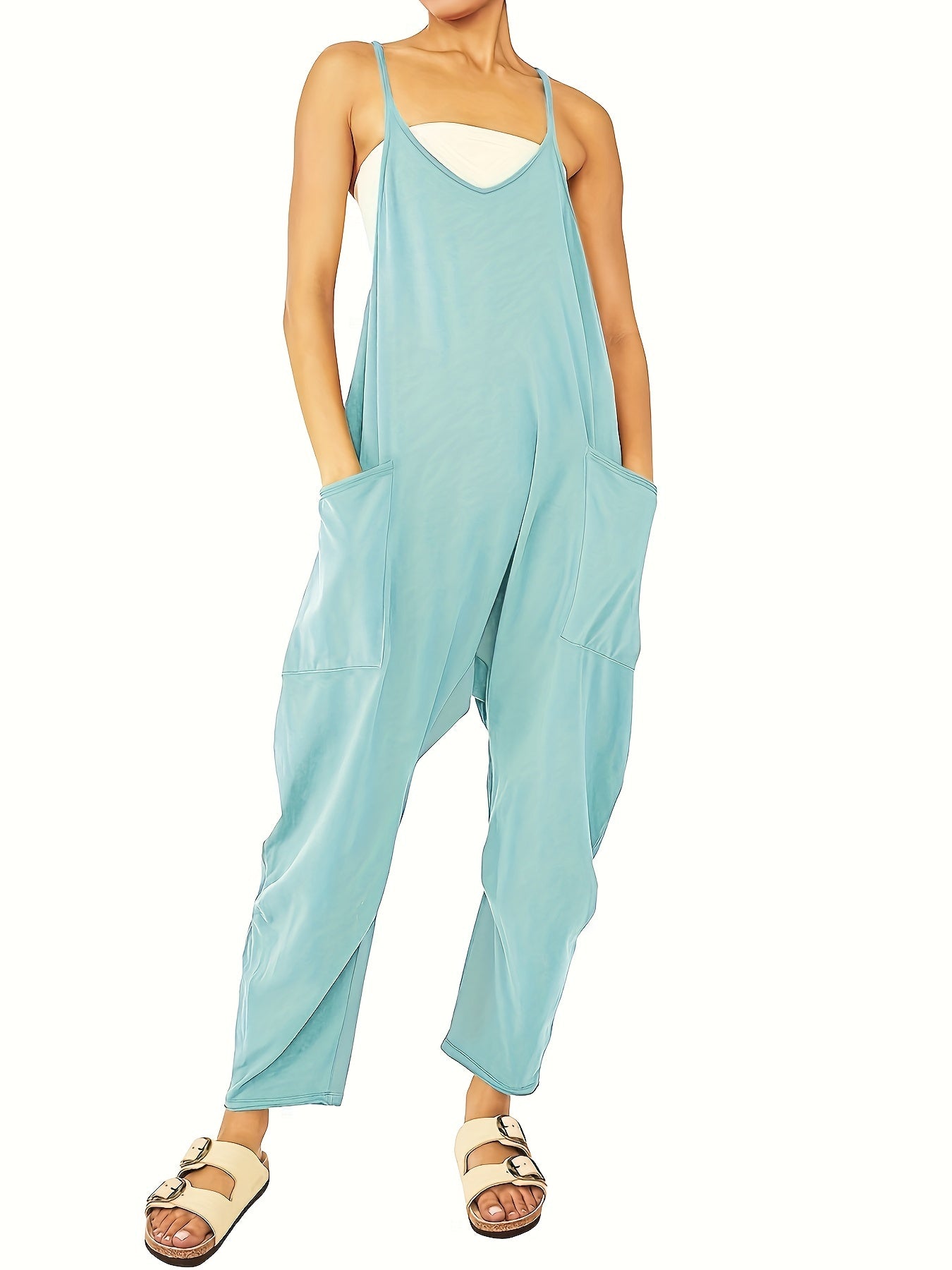 Chic Breezy Cami Jumpsuit - Solid Color, Versatile & Comfortable - Perfect for Spring & Summer Days, Women’s Fashion