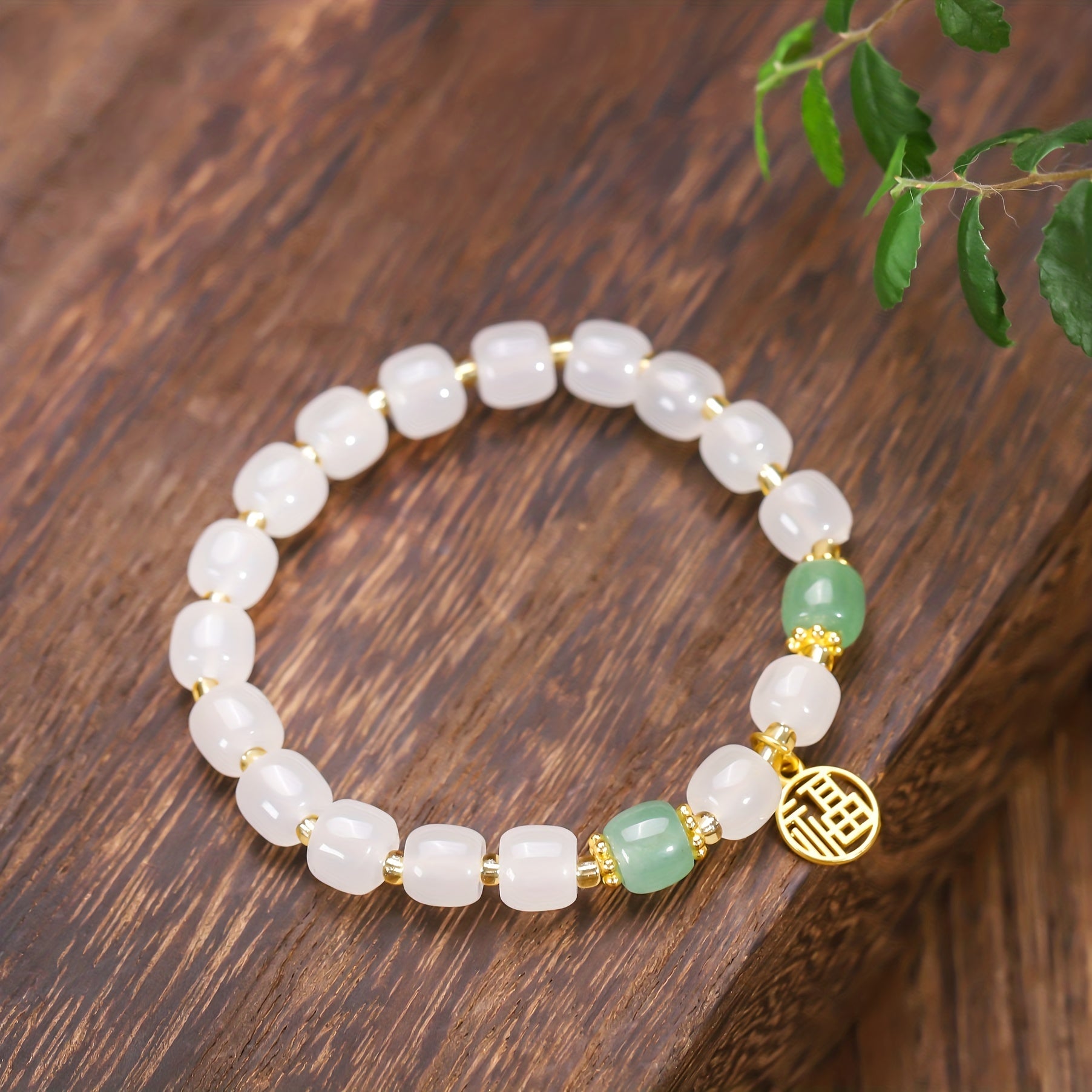 Trendy Classic Natural Jade Barrel Bead Bracelet For Men, Holiday Birthday Gift For Boyfriends / Girlfriends