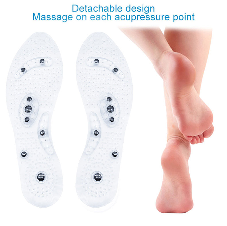 1pair/2pcs Acupressure Magnetic Massage Insoles Men Women Silicone Insole Foot Massager Shoe Pad Foot Inserts