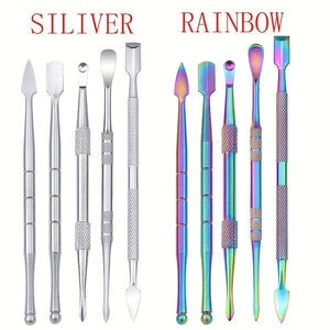 Wax Carving Tools Set , Rainbow/Sliver Stainless Steel Tools Double-Headed With Silicone Container,Metal Case