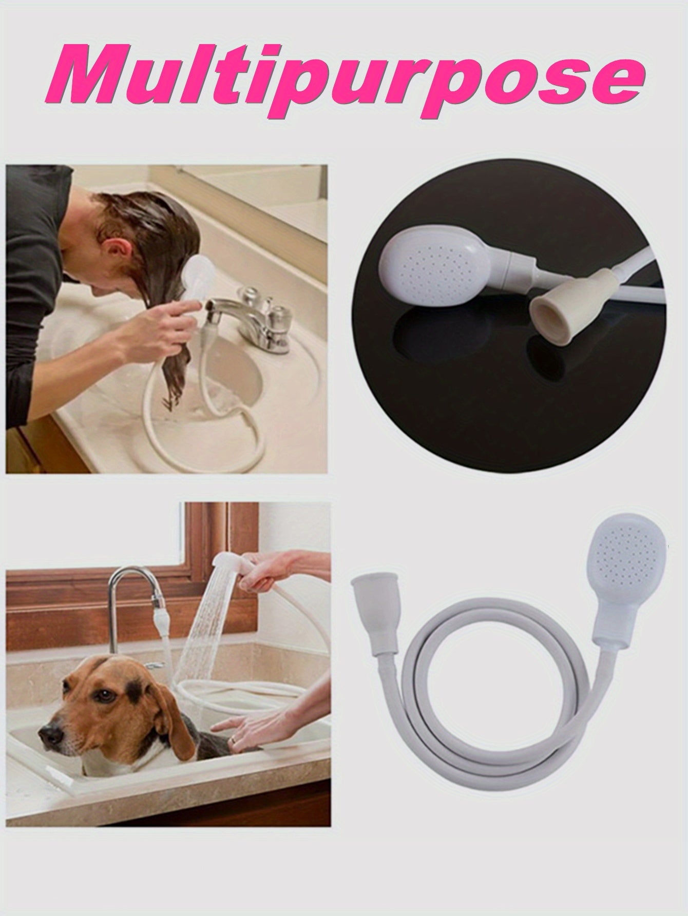 Multi-Purpose Faucet Sprayer with Easy Installation - Perfect for Hair Washing and Pet Bathing - Durable, Flexible Hose Fits Various Faucet