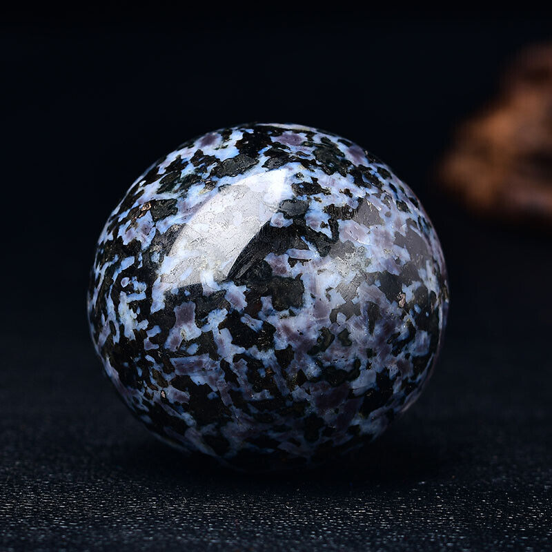 Indigo Gabri Healing Sphere Clear White Quartz Crystal Meditation Decor Stone