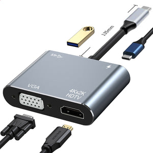 3 In 1 Type C To 4K HDMI-compatible USB 3.1 Charging Adapter USB C Hub USB 3.1 Dock Station Splitter For Laptop Macbook Air Pro.