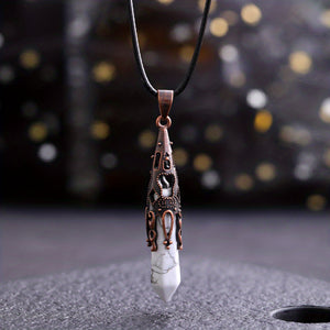 Enhance Your Style With Natural Crystal Stone Necklace Gem Pendant - Energy Therapy And Divination Pendant For Women And Girls (Bronze)