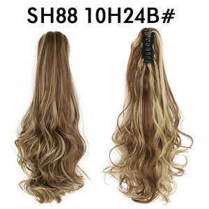 Long Wavy Ponytail Extensions - 22 Inch Claw Clip In Synthetic Hair Piece for Women and Girls - Add Volume and Style to Your Hair Hair Acces