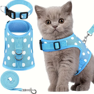 3pcs Set Fruit Printed Small Dog Harness With Leash And Collar Set, Pet Harness For Cat Puppies Walking, Cat Vest Harness Pet Leash And Coll