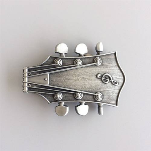 Western Men Zinc alloy Leather Belt Buckle Silver Guitar Music shape Pattern US Local Shipping