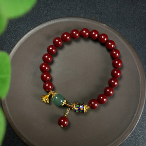 1pc Natural Raw Ore Cinnabar Trendy Pendant Bracelet Men Bracelet Lotus Root Pendant Bracelet