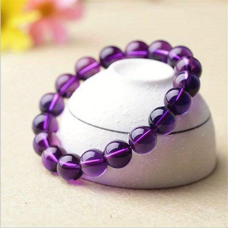 1pc Jewelry Purple Glass Bracelet, Unisex, Size 8mm/0.31in