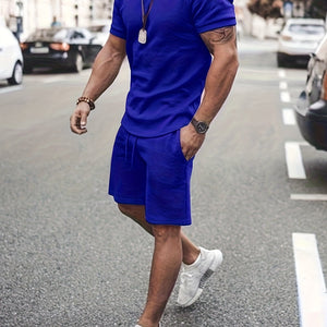 Men's Summer 2-Piece Set - Breathable Muscle Tee & Shorts - Versatile Beach/Sports/Loungewear