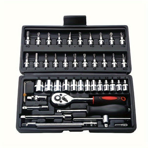 46-Piece Portable DIY Repair Tool Kit: Essential Manual Car & Bicycle Maintenance Set, Uncharged, Compact & Durable