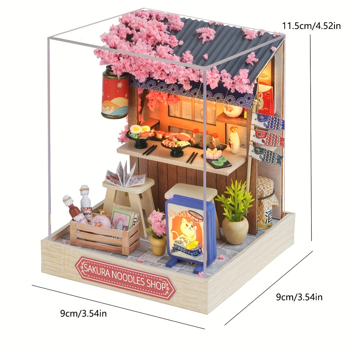 Handmade DIY Cherry Blossom Noodle House Model Building Kit - Perfect Birthday Gift for Girls - Room Decorations & Furniture Included!