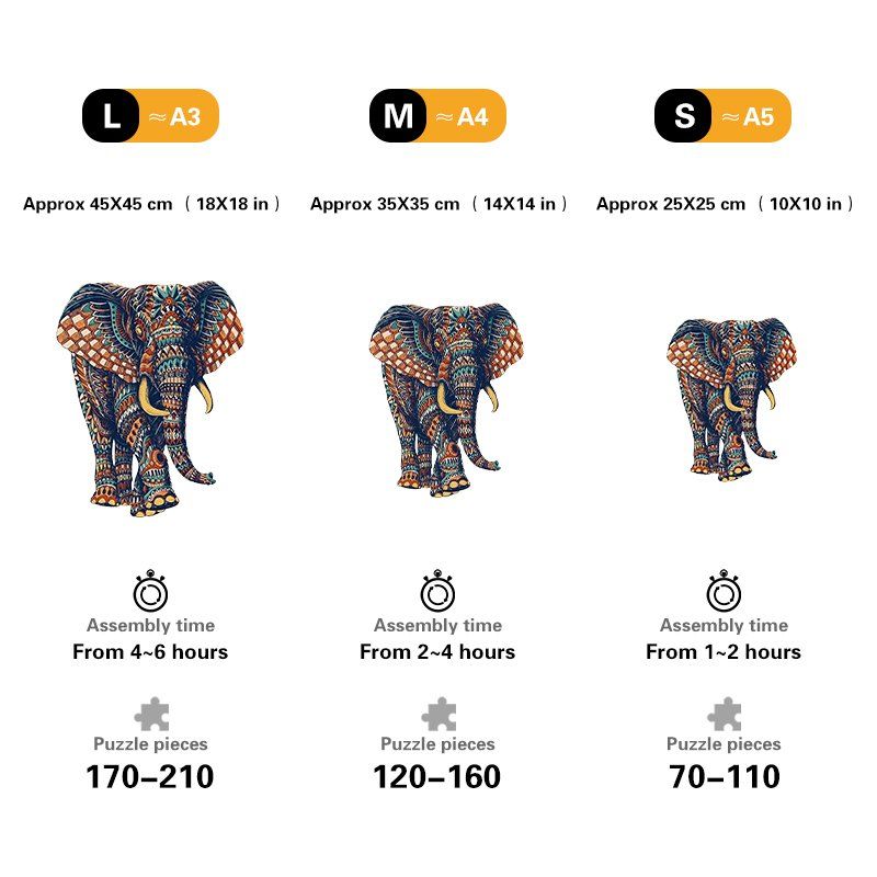 Magic Wooden Elephant Unique Shaped Jigsaw Puzzles ,Christmas,Halloween,Thanksgiving gifts！