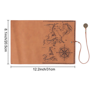 Retro Treasure Map Pencil Case: PU Leather Big Capacity Pen Bag for Makeup, Brushes & School Supplies