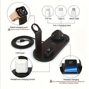 5 In 1 Wireless Charger Bracket Station Type-C Fast Charging Stand For IPhone 14 13 12 11 Pro Max Samsung Xiaomi Desk Chargers For Watch Air