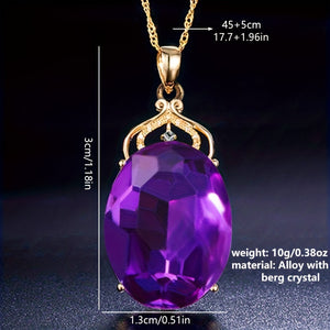 Luxury Amethyst Pendant Necklace Hollow Crown Alloy Pendant For Party Banquet Gift Ornaments