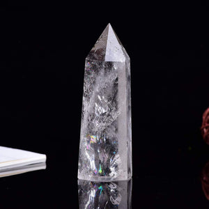 Natural Healing Clear Quartz Crystal Wand Faceted Single Point Crystal Prism Wand Natural Stones