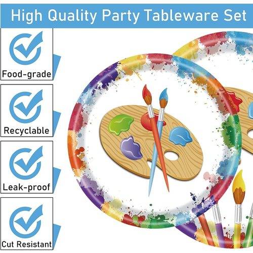 Art Painting Paper Plates Serves 20 Guests Baby Showers Party Supplies 92PCS Set US Local Shipping