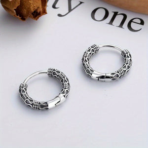 2pcs/pair Vintage Hoop Earrings With Sophisticated Punk Style Pattern For Casual Banquet Party And Gifts For Men