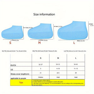 1pair Rubber Rain Boot Overshoes For Outdoor Use Silicone Waterproof Shoe Covers Rainy Day Shoe Cover Reusable Non-Slip Rain Boots