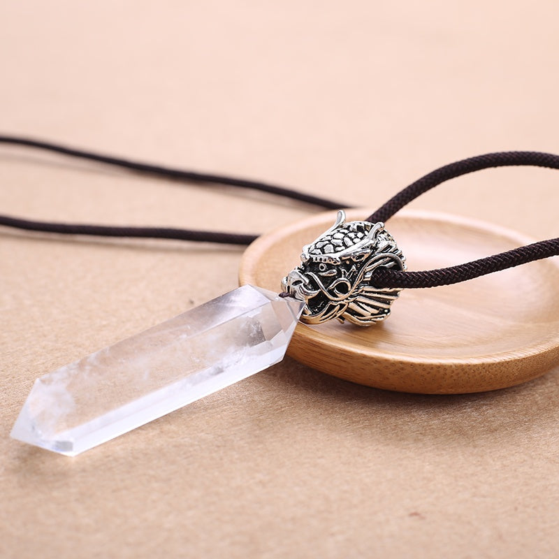 Natural beautiful Necklace Great Clear Crystal Wands Point