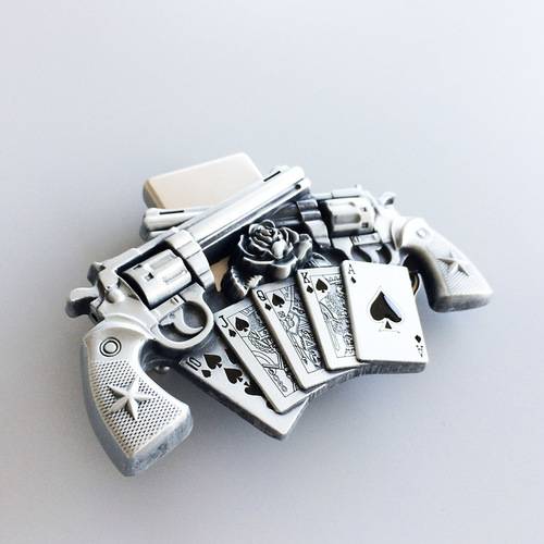 Western Men Zinc alloy Leather Belt Buckle Silver Double Gun Pattern US Local Shipping