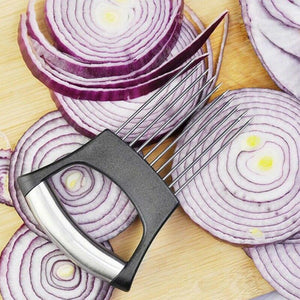 1pc Stainless Steel Onion Holder: Perfect for Slicing, Tomato Cutting & Home Kitchen Accessories!