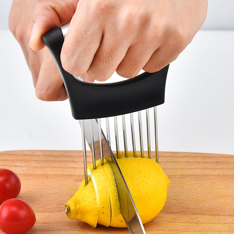 1pc Stainless Steel Onion Holder: Perfect for Slicing, Tomato Cutting & Home Kitchen Accessories!