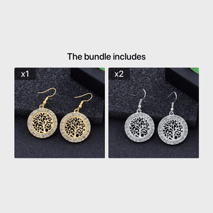 Tree of Life Inlaid Zircon Drop Dangle Earrings Personality Ladies Charm Crystal Jewelry 1Pair